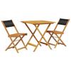VidaXL Ensemble de bistro 3 pcs noir polypropylène et bois massif, ensemble de bistro de jardin, ensemble de balcon, 3281865