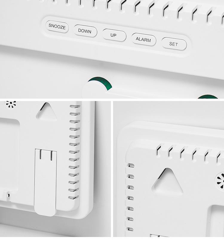 GH9002 Multi-functional Wall Clock: Large Font, Night Light, Temperature & Humidity Display, Multiple Alarms