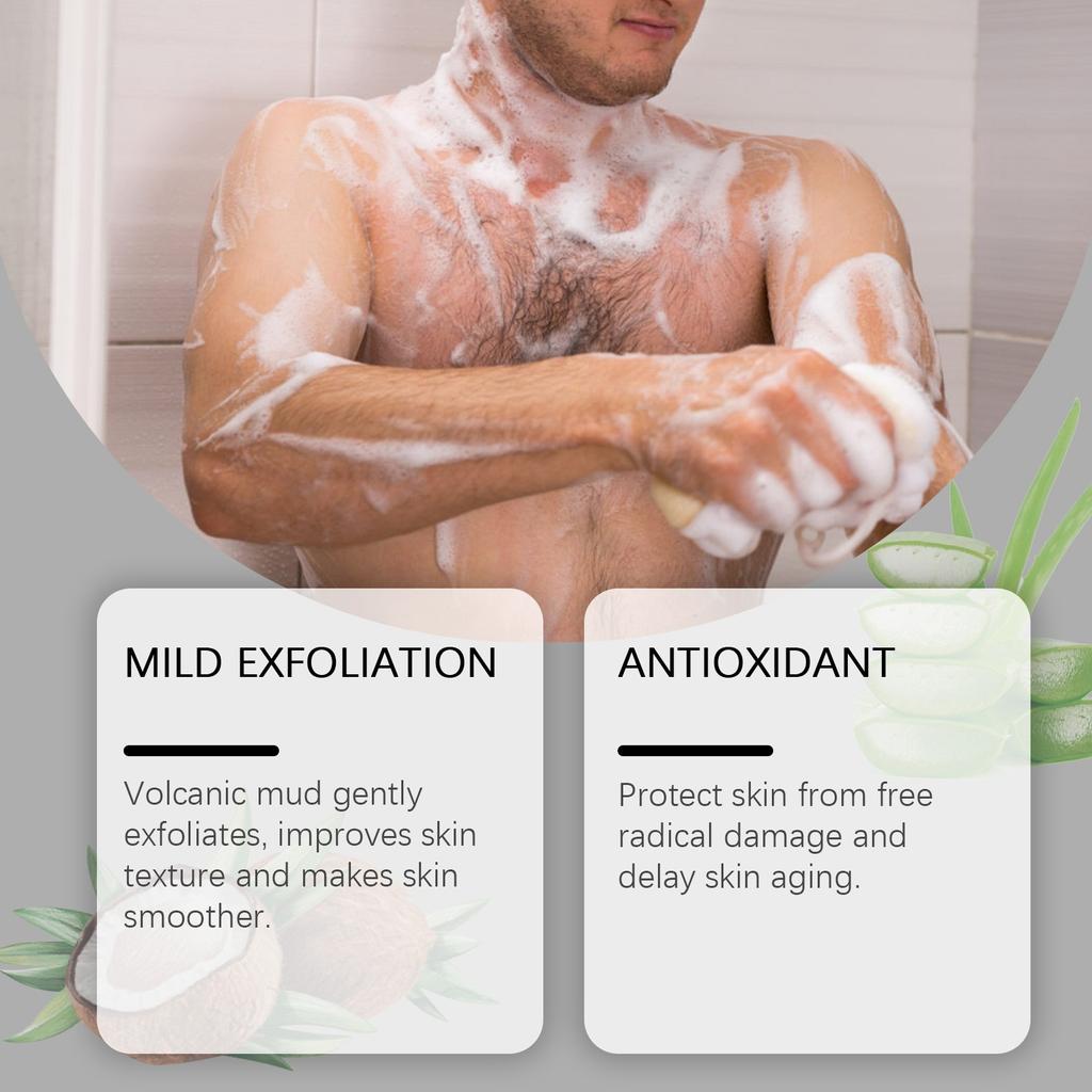 Vulkansk lera Kroppstvätt Rengöringstvål Ansiktstvål Naturlig Vulkansk Lera Tvål Vulkansk Lera Rengöringstvål Svart Tvålbit För Tonåringar Ansikts 60g