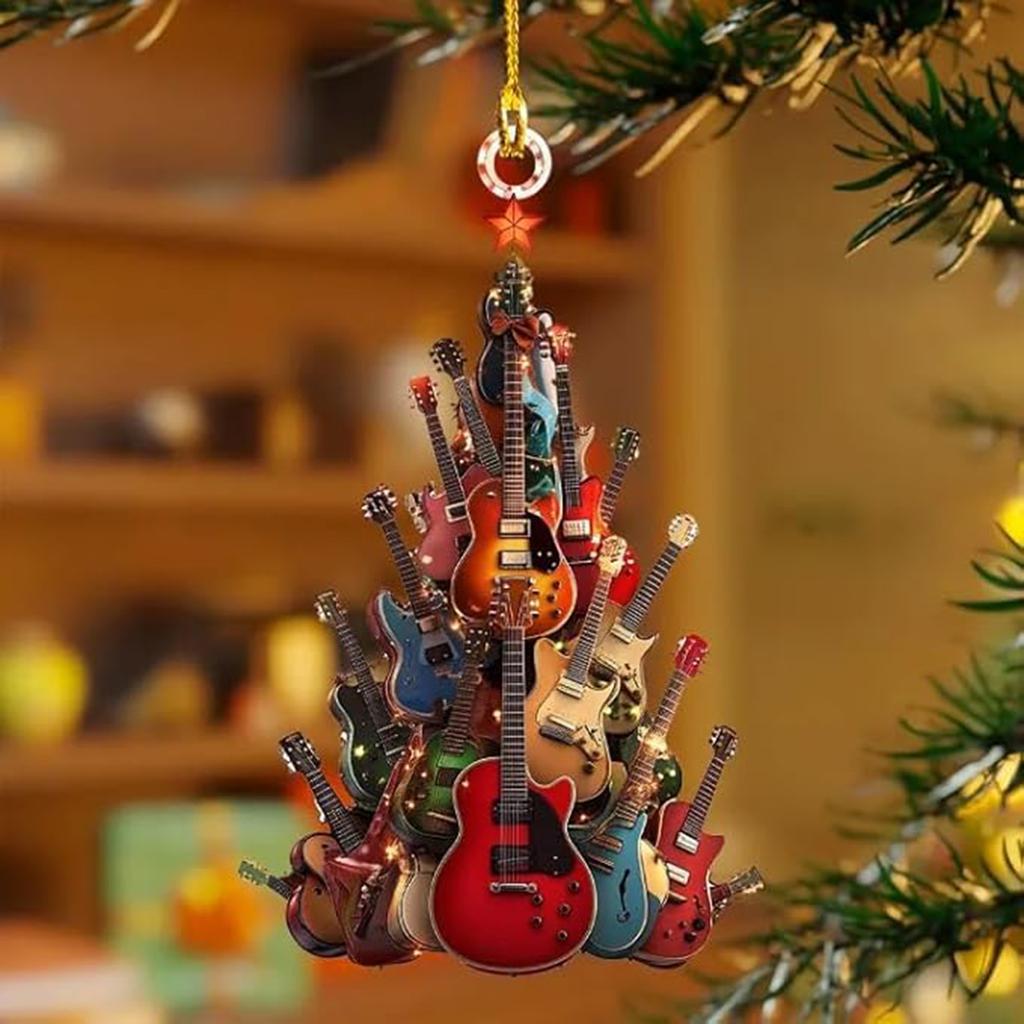 2D Acrylic Guitar Christmas Tree Decoration, Home Decoration, Christmas Decoration