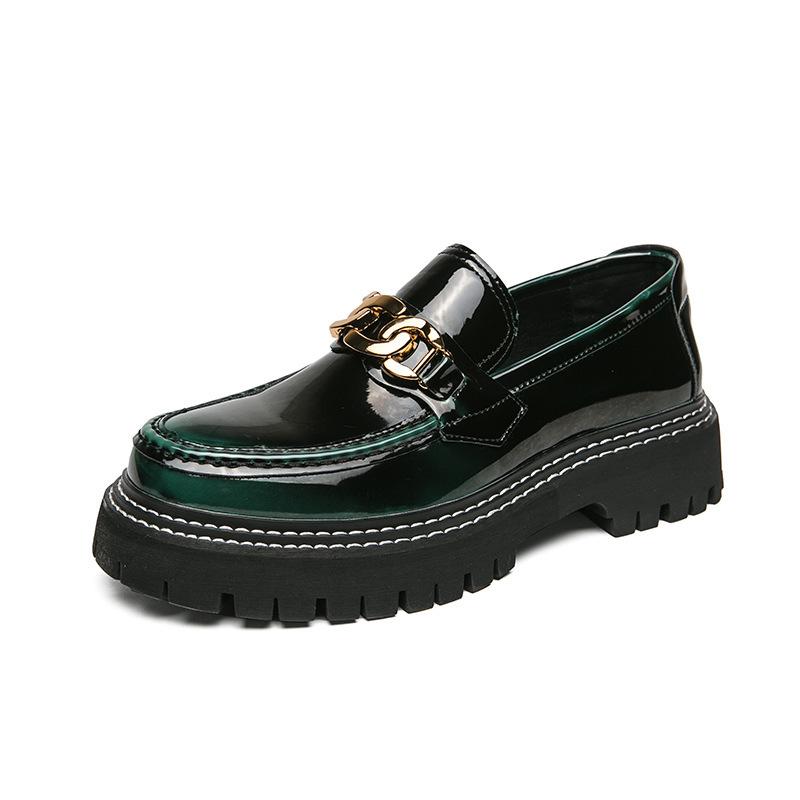 

Large size men s shoes patent leather glossy one-pedal casual fashion leather shoes men s trend music 38 зелёный