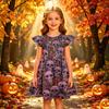 Girls Halloween Print Dress Casual Sleeve Party Dress for Children Holiday Outfit