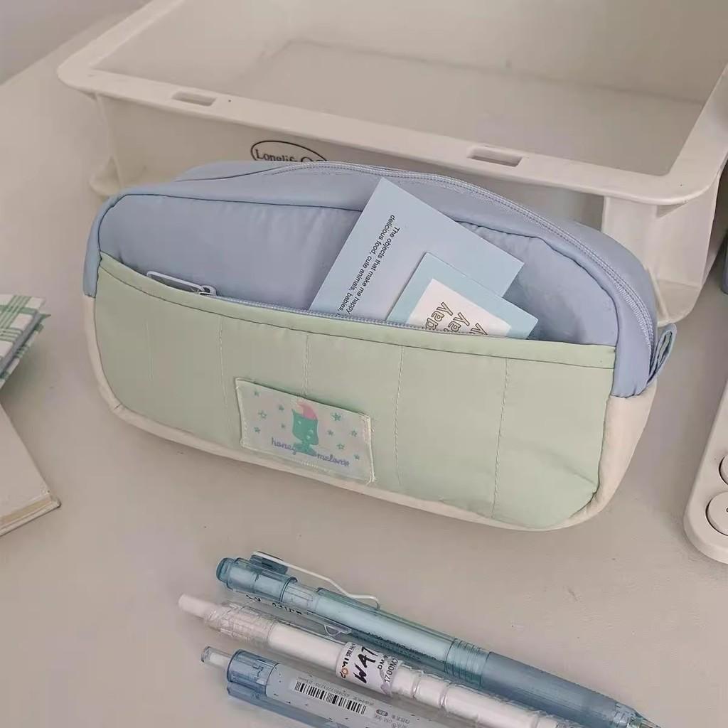 Minimalist Pudding Color Pencil Case With Large Capacity For Students And Girls