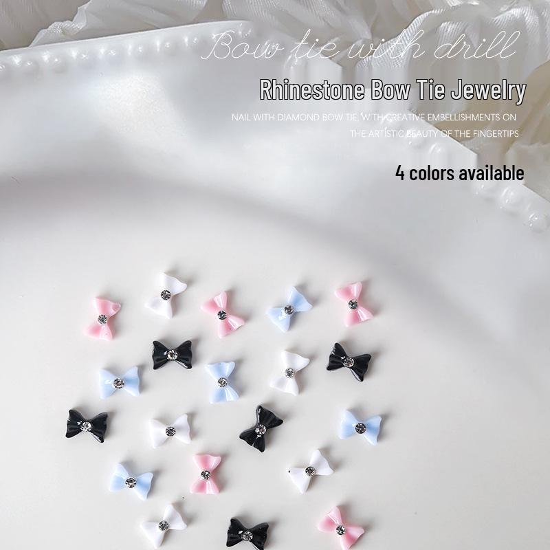 

Nail Art Rhinestone Resin Bow Ties - 10 Cute Japanese Accessory Pieces in White