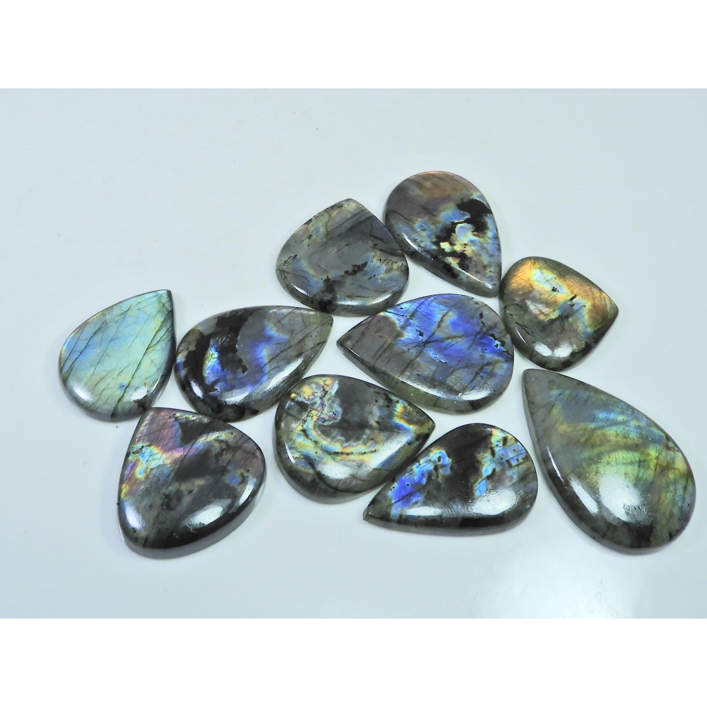 320Cts. Natural Purple Labradorite Spectrolite Pear Loose Gemstone 10Pcs Lot LL-1163