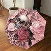 1PC Skull FlowersUmbrella-8-Rib Reinforced, Automatic Open, Lightweight & Durable, Cute Fashion Accessory for Outdoor-P210