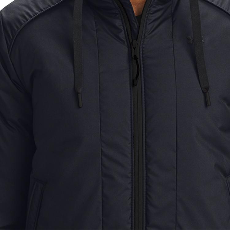 Under Armour Sportstyle Insulated Windproof Warm Woven Solid Color Hooded Jacket Women Jacket Black 1355839-001