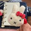 Kawaii Miffy Retro Bow Keychain Powder Blusher Cute Hairpin Brooch Cartoon Bag Key Chain Girl Gifts