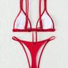 2024 Backless Solid Color Triangle Cup Bikini Swimwear for Women