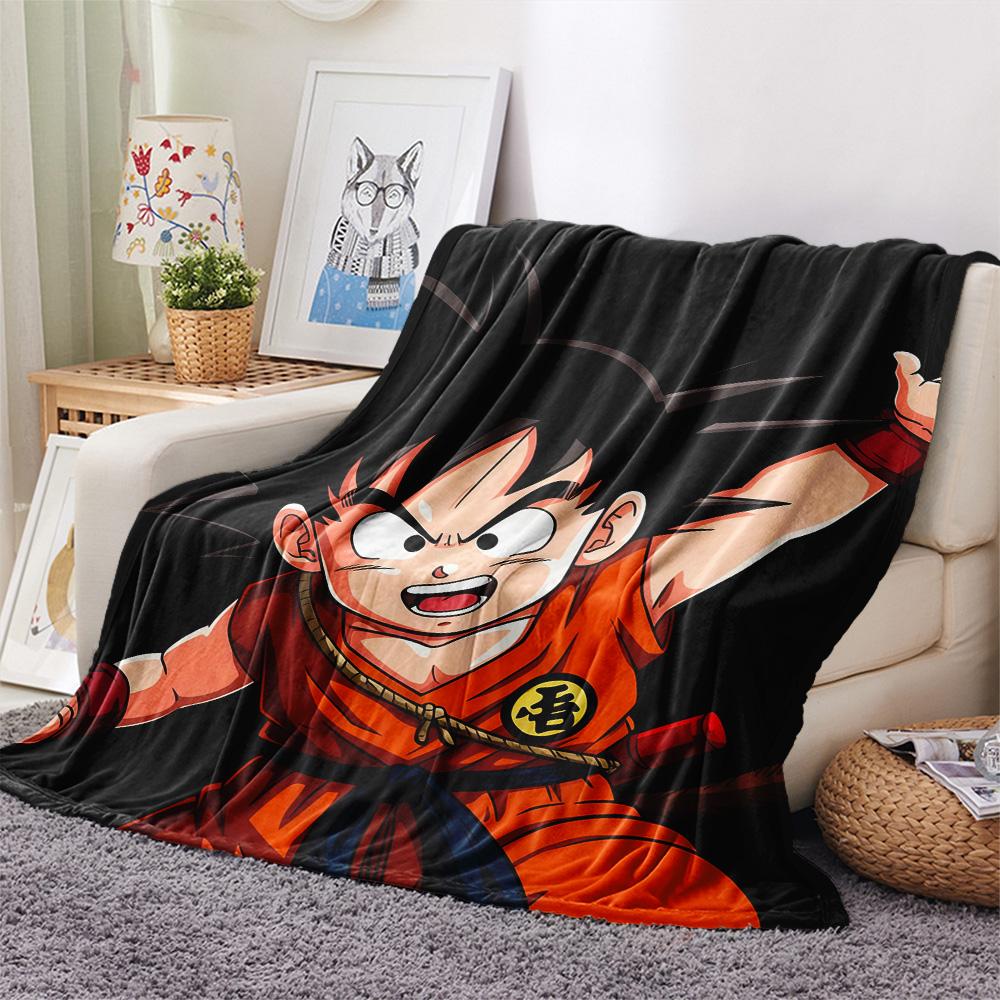 1PC Son Goku Patterned Flannel Blanket Suitable For All Seasons For Home Decor Warmth And Comfort Gifts Holiday Present