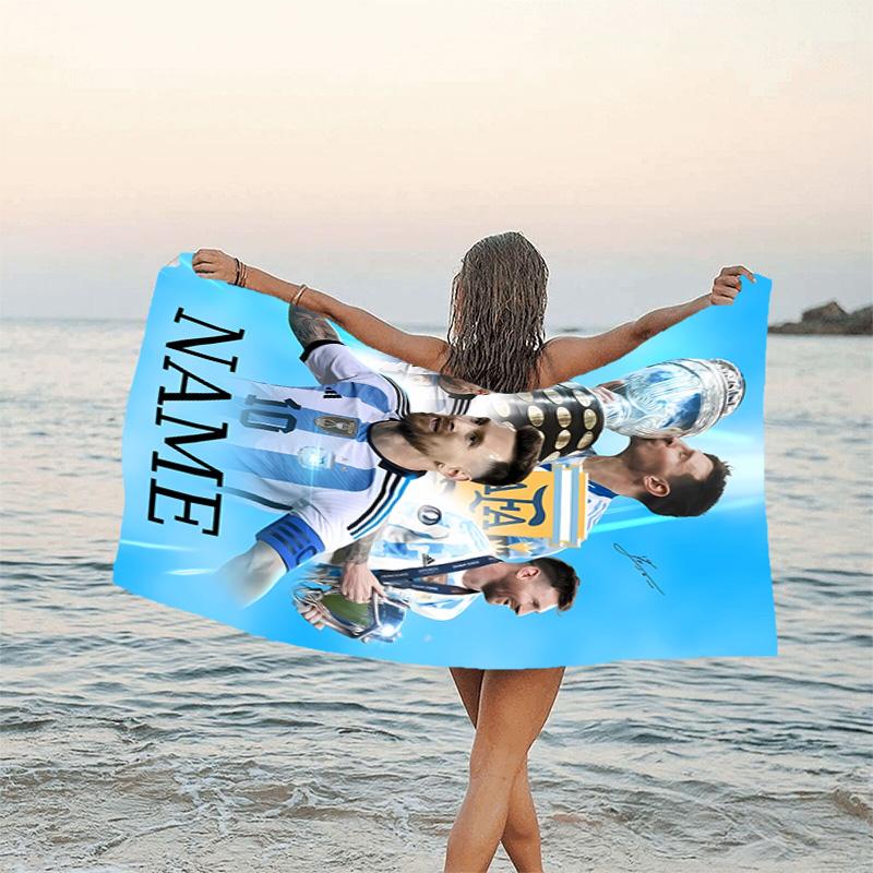 1pc Football32 Beach Towel with Custom Name, Beach/Swimming/Bath/Picnic/Camping Towel, Suitable for Seaside Beaches