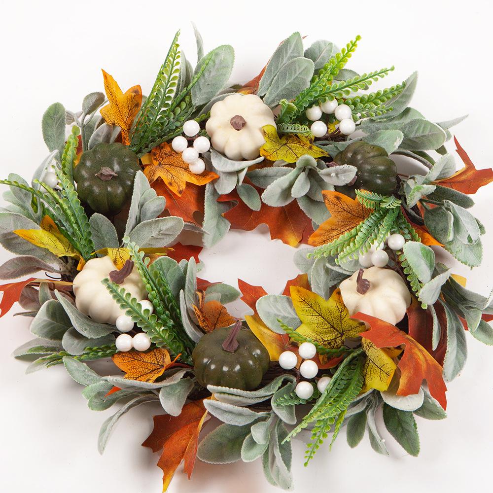 Stația Independence Coroană de Frunze de Arțar cu Dovleac Alb de Toamnă Festivalul Recoltei de Ziua Recunoștinței Coroană de Simulare de Toamnă Dovleac