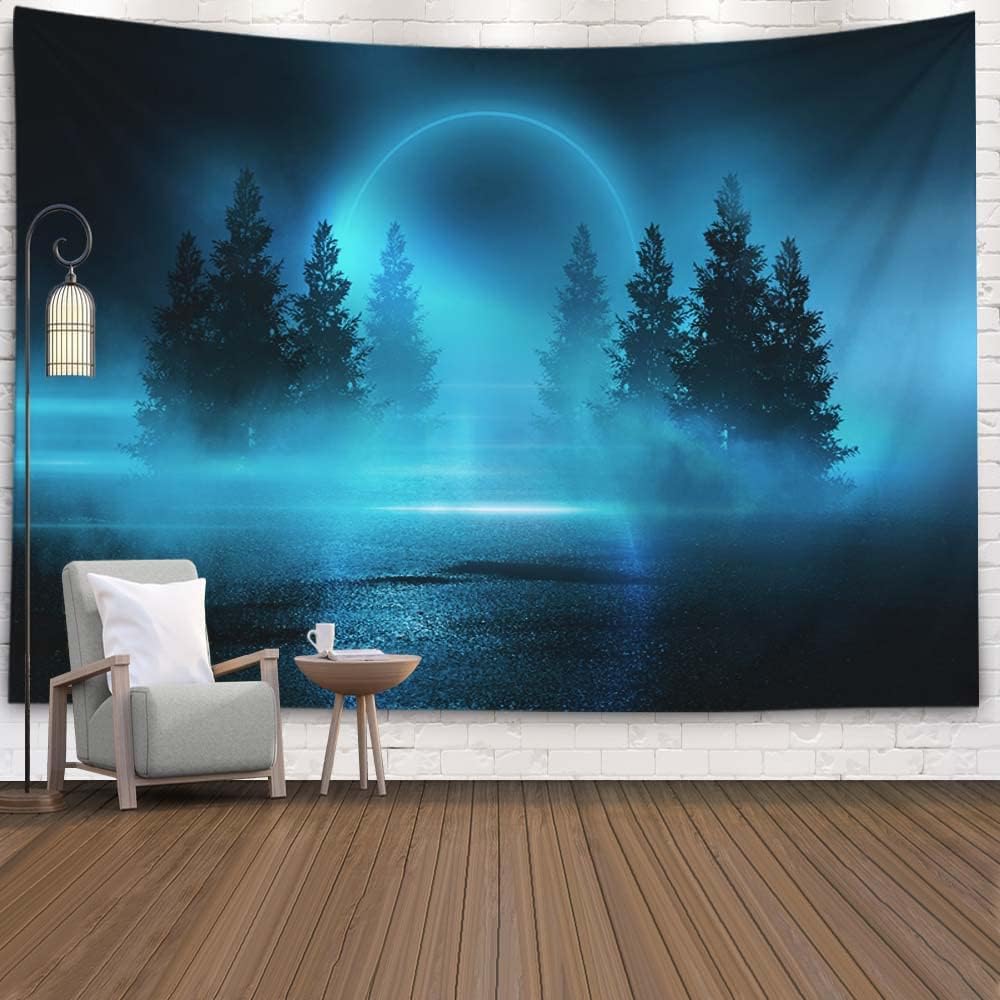VIKAMA Forest Mist Tapestry Misty Mountain Forest Wall Hanging Bedroom Living Room Guesthouse Wall Decoration