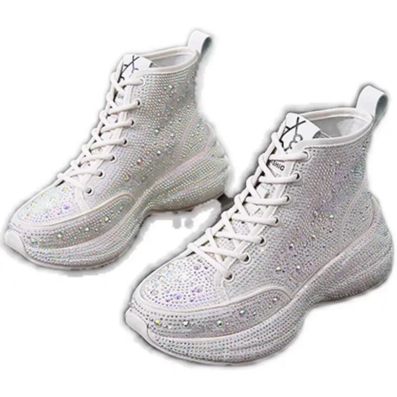 Módní Dámské Vycházkové Boty Nejvyšší Kvality 2025 Nové Dámské Ležérní Boty Silná Podrážka Kamínky Prodyšné Lesklé Daddy Shoes Dámské Tenisky