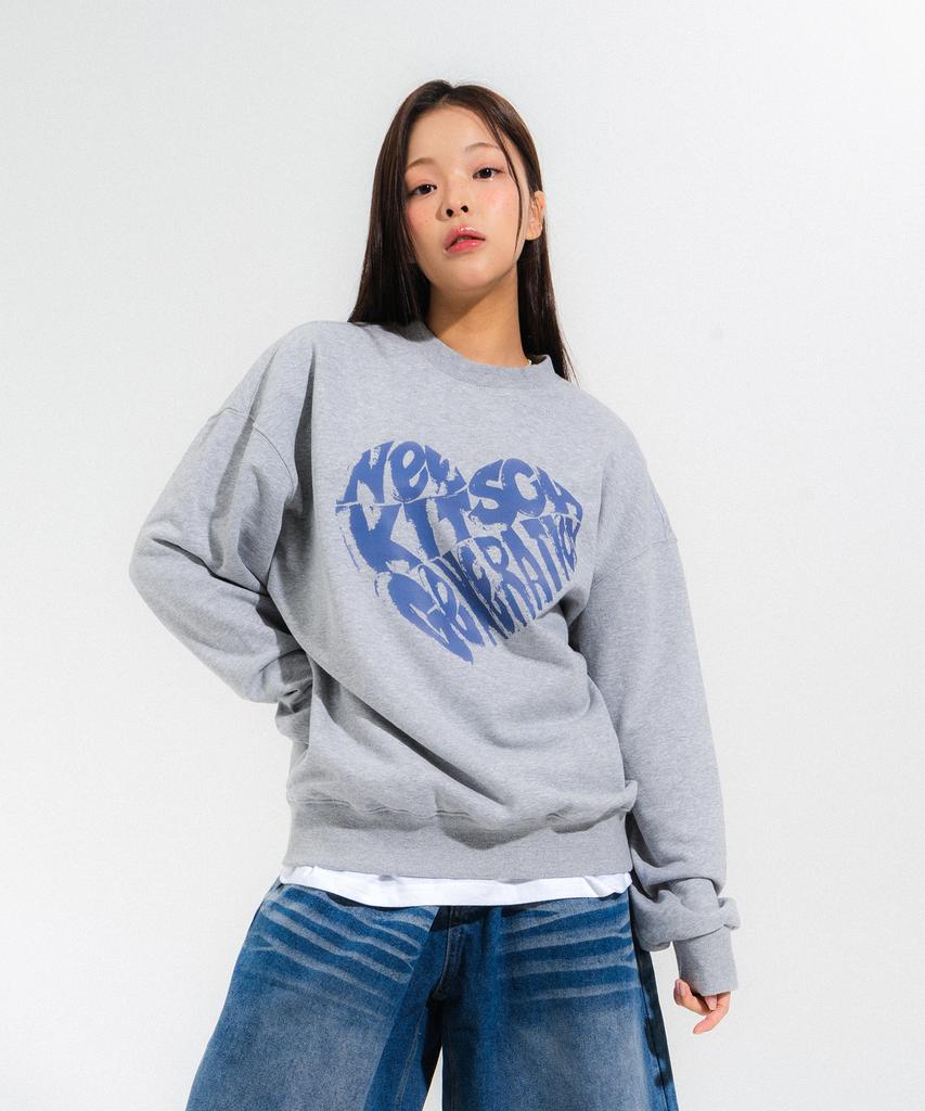 NEWKITSCH Vint Heart Logo Sweatshirts (Melange)