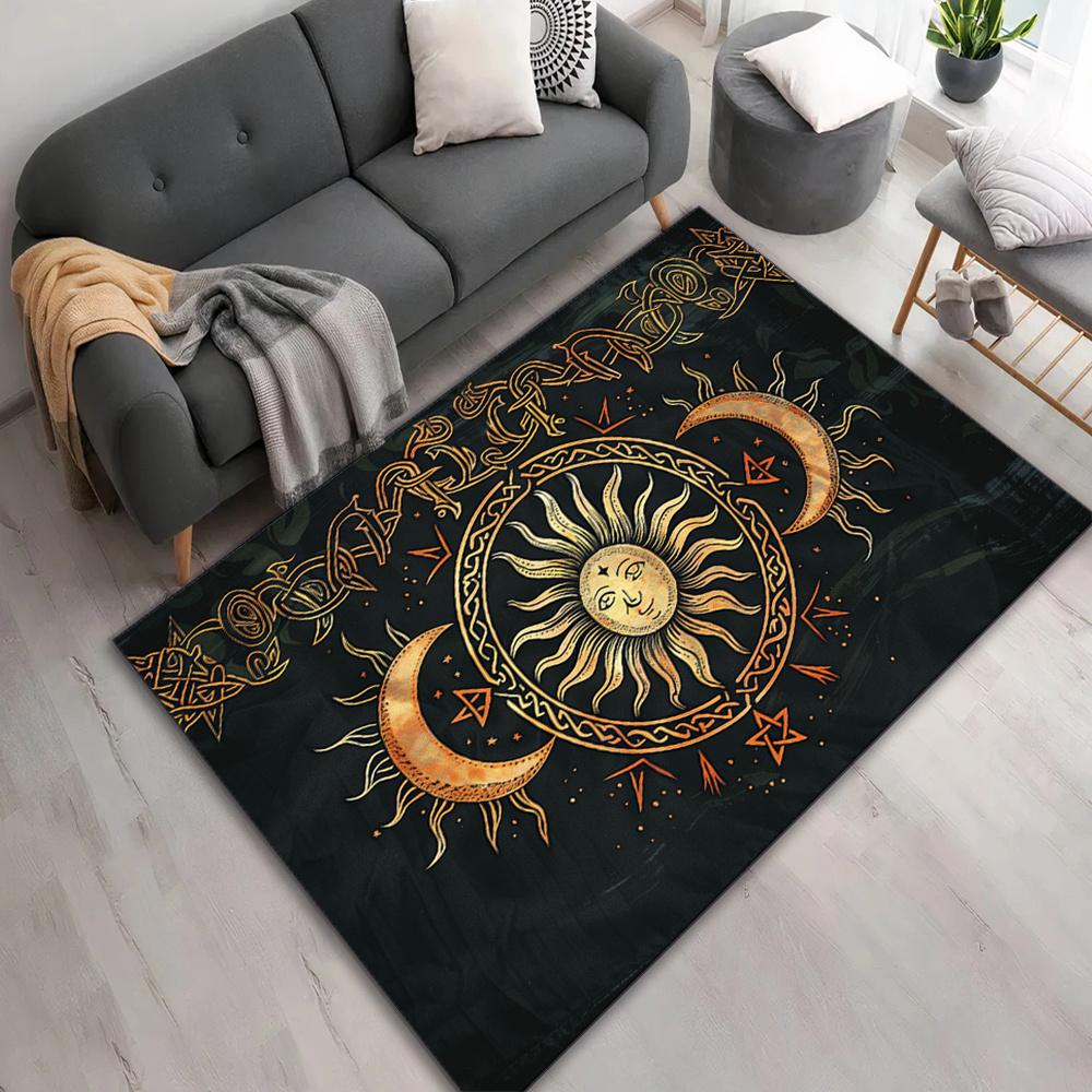Sun & Moon Carpet, Durable Door Mat Chair Mat Sofa Mat, Comfortable Printed Area Rug Appropriate for Hotel, Balcony, Hallway,