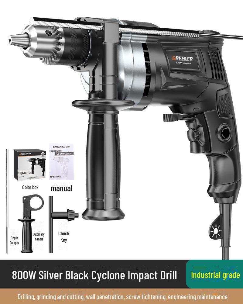 Green Forest Multi-Function Electric Hand Drill - Household Impact Drill & Screwdriver for Concrete