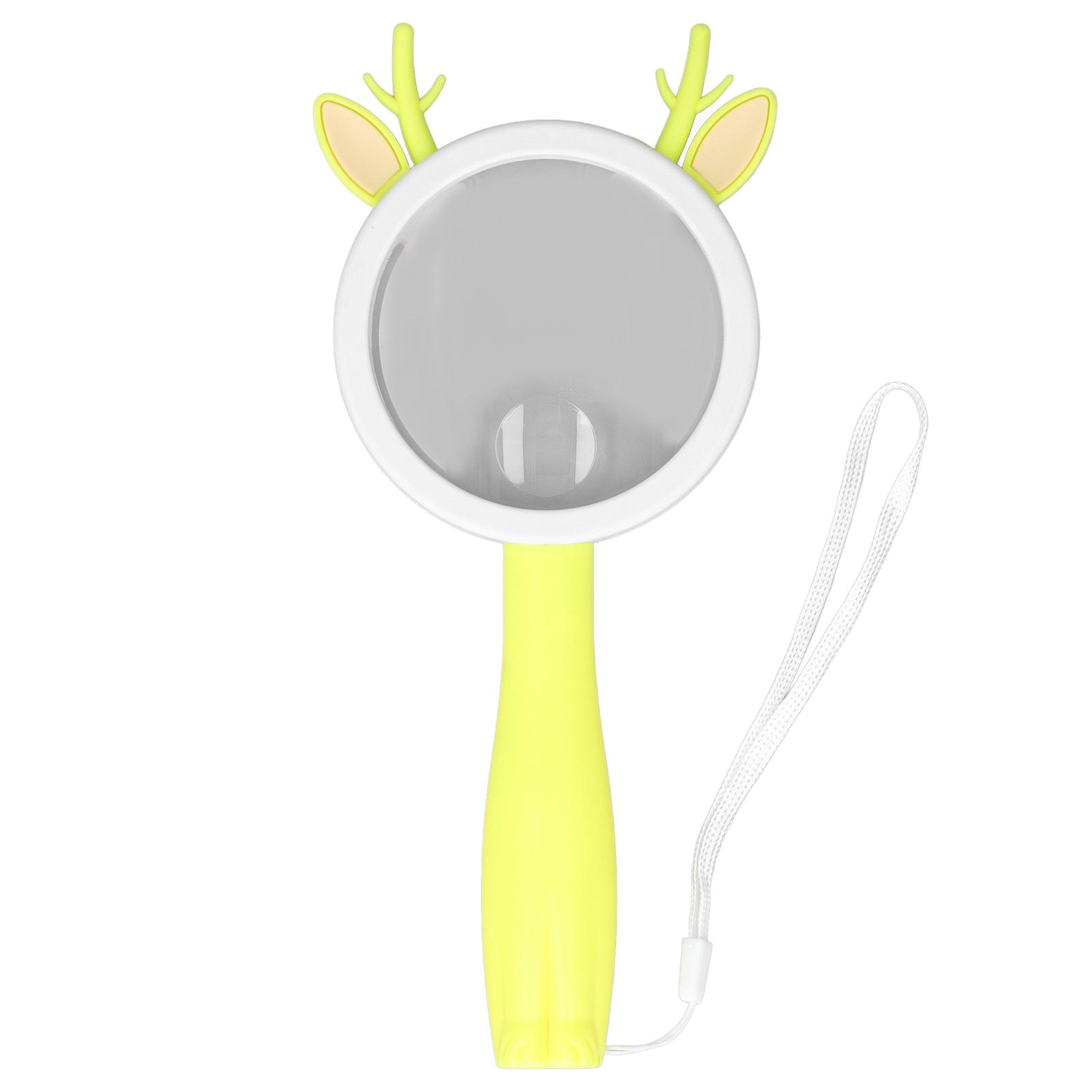 

Magnifying Glass Yellow Deer Cartoon Shape Handheld Reading Magnifying Glass Anti Fall Scientific Ex