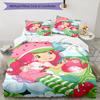 3pcs Strawberry Princess4 Design Cover Set - HD Printed Bedding with 1 Cover and 2 Pillowcases - Perfect for Home and Dorm Decor