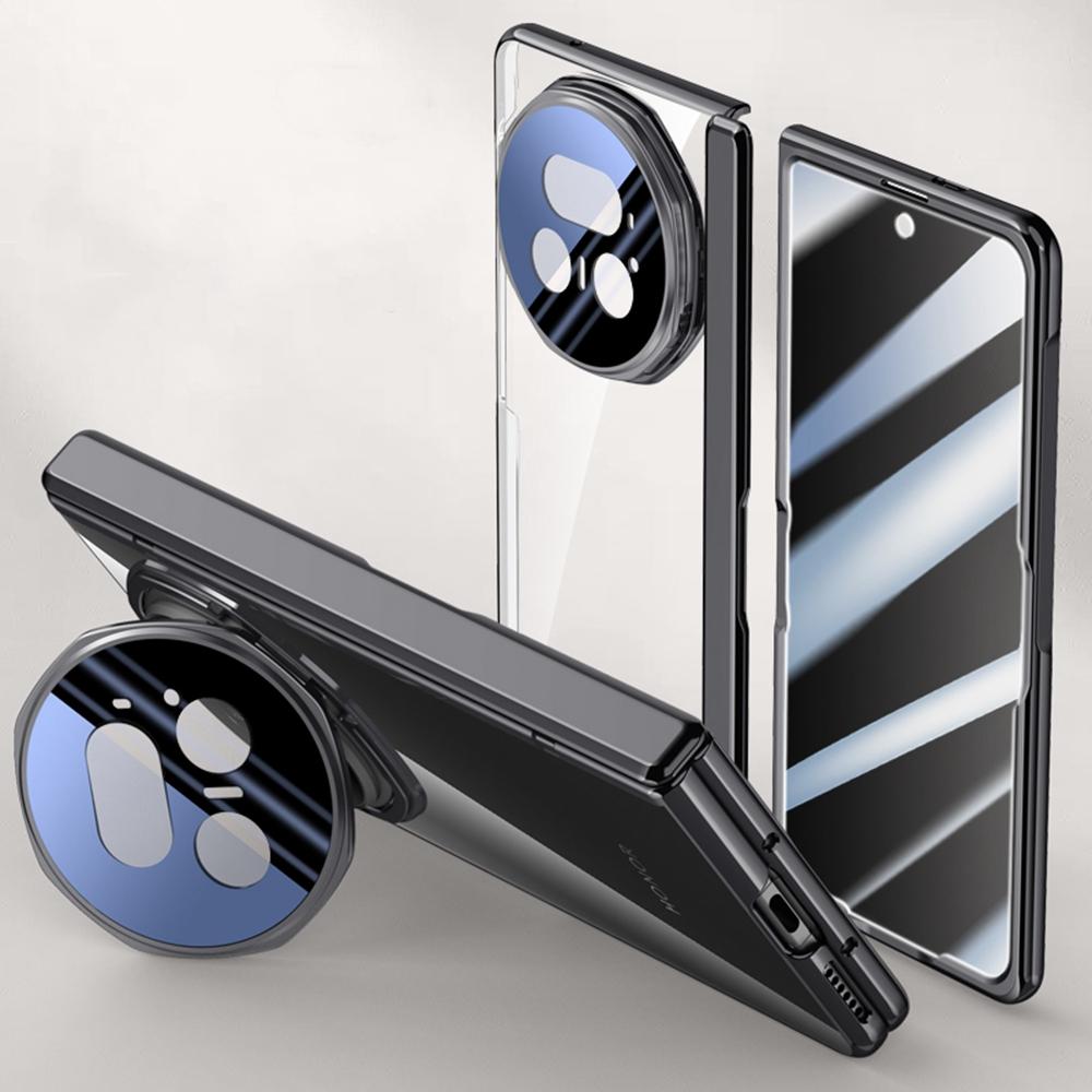 For Honor Magic V5 5G Case PC+Acrylic Phone Cover with Anti-Peep Screen Protector,Lens Kickstand