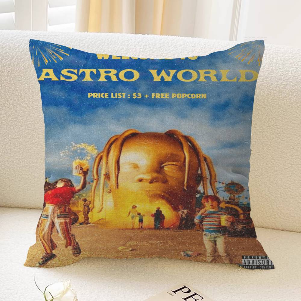 Travis Scott Astroworld 45*45cm Cushion Cover Pillow Cover Decor Pillowcase Home Pillowcase for Couch Pillow