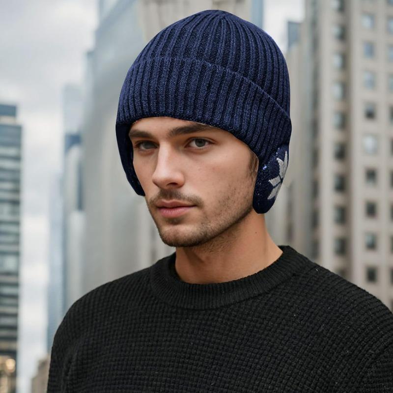 Winter Women Men Ear Protection Knitted Hat Velvet Warm Earmuffs Cap Soft Wool Ski Riding Bonnet Plush Thicken Skullies Beanies