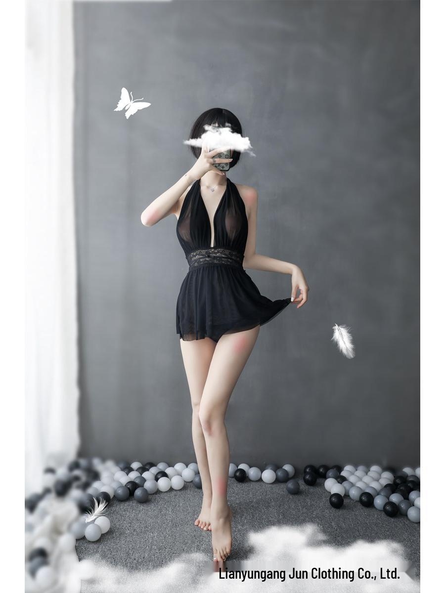 Соблазнительный женский прозрачный комплект нижнего белья: Соблазнительный боевой халат со съемной пижамой. One Size (80-125 lbs)