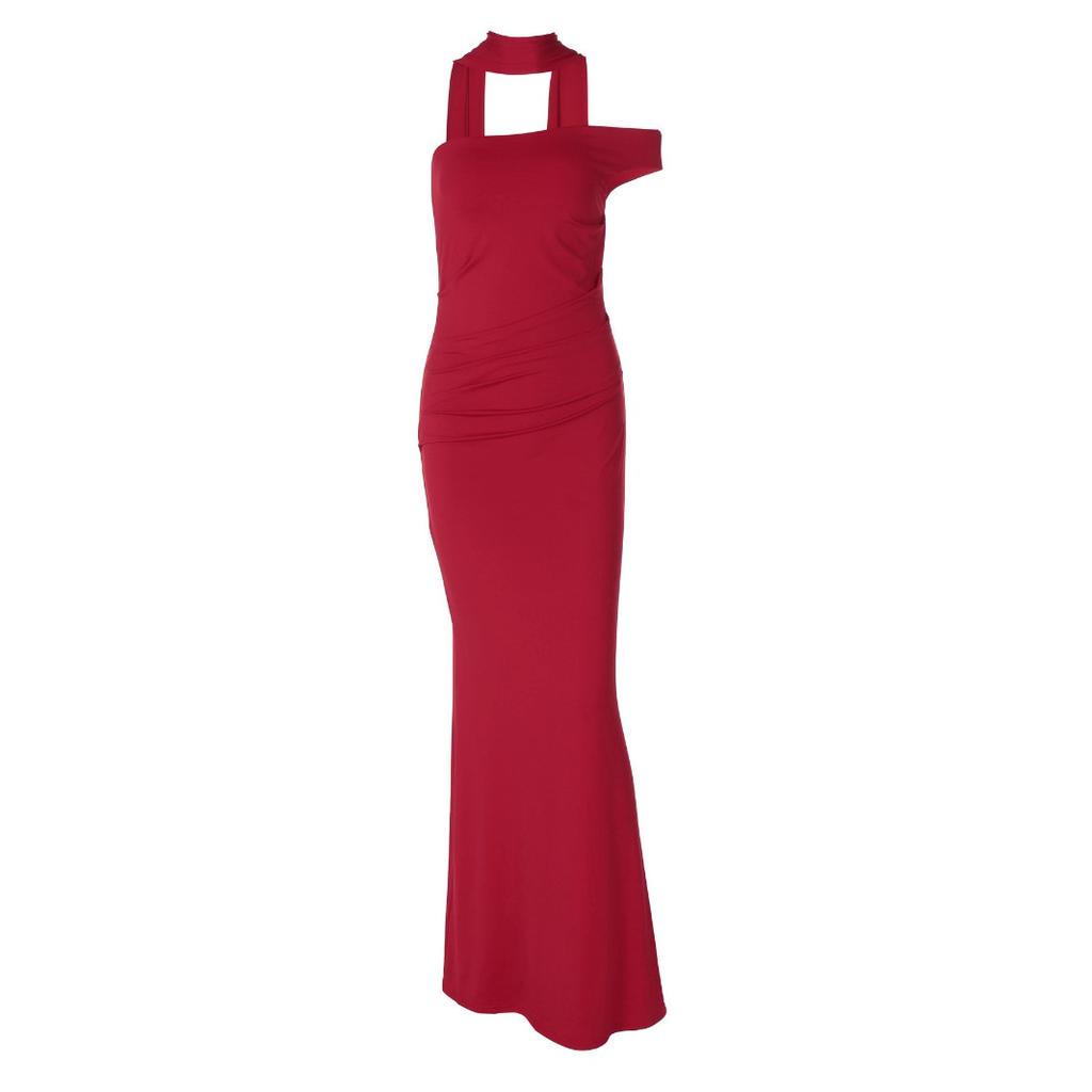 European and American women's clothing 2026 autumn and winter new fashion slim-fitting one-word shoulder European and American style long dress stream