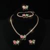 Full Diamond Necklace Earrings Ring Bracelet Four-piece Set Rhinestone Hollow Diamond Collar Bridal Set