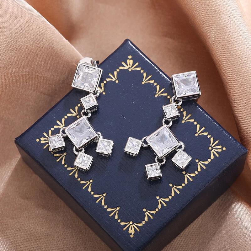 Classic Geometric Square Tassel Earrings-ladies Wedding Accessories-non-fading-not Sensitive