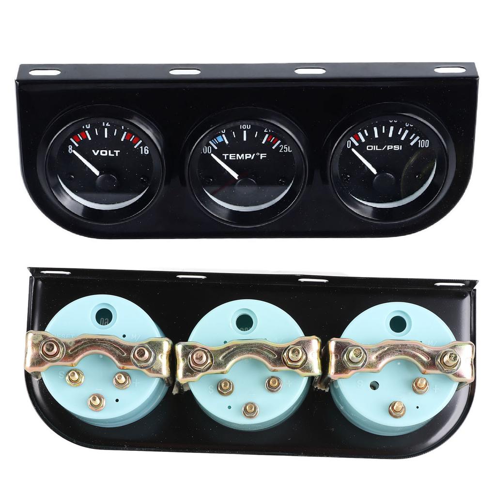 3 In 1 Car Triple Gauge Kit Multifunctional Mechanical Voltmeter Water Temperature Oil Pressure Meter for DC12V Cars