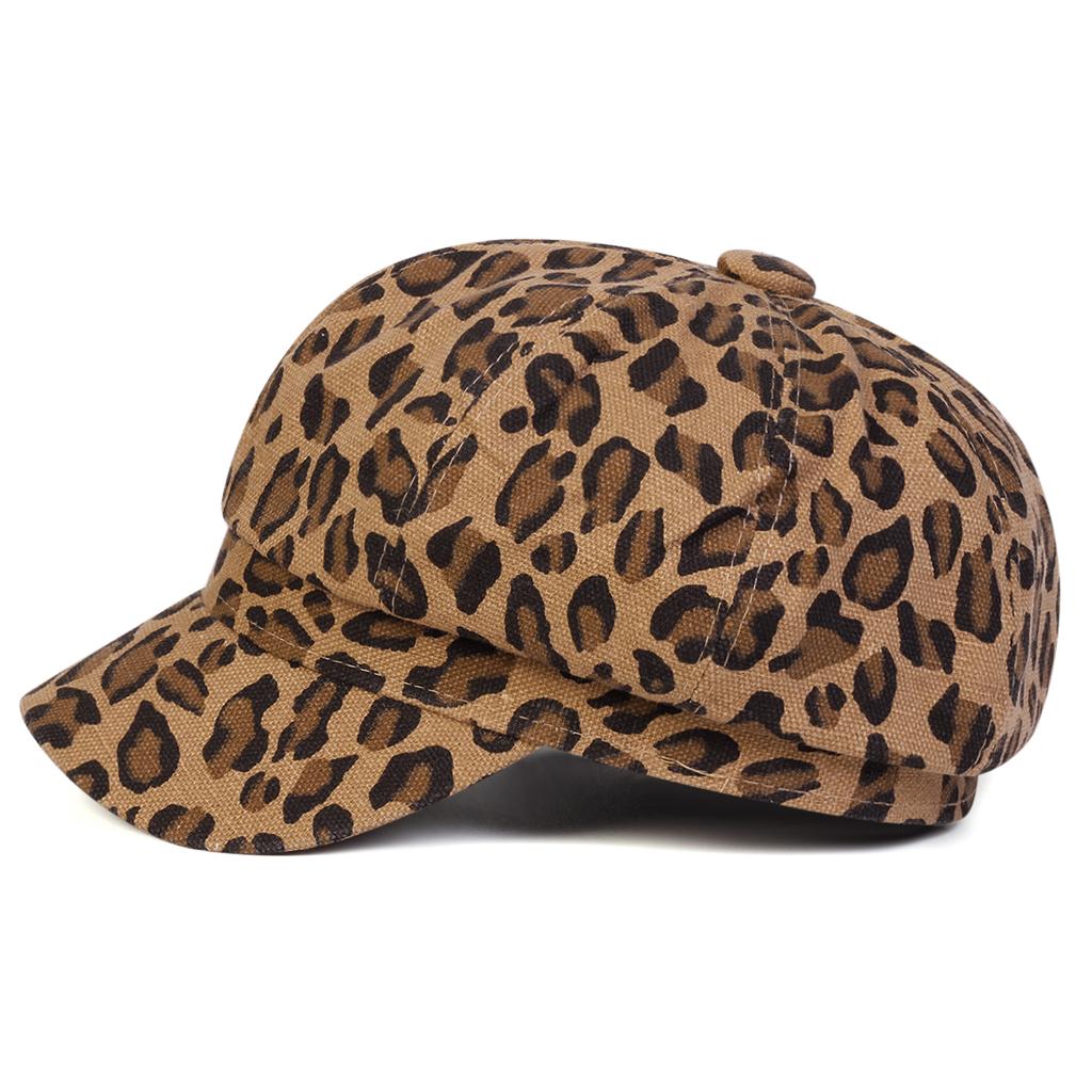 Unisex Leopard Print Personality Newsboy Hat Spring Autumn Retro Beret Hats Wild Casual Hats Unisex Wild Octagonal Cap