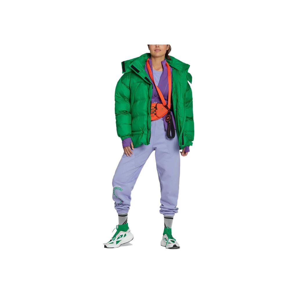 adidas Solid Color Hidden Zipper Hooded Long Sleeve Cotton Jacket Women Jacket Green HG6897