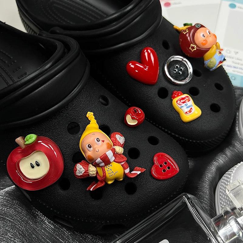 8PCS Fashion Shoe Charms Set Accessories Hole Shoe Buckle Cute Cartoon Animal Fruit DIY 3D Shoes Decorations Kids Party Gift