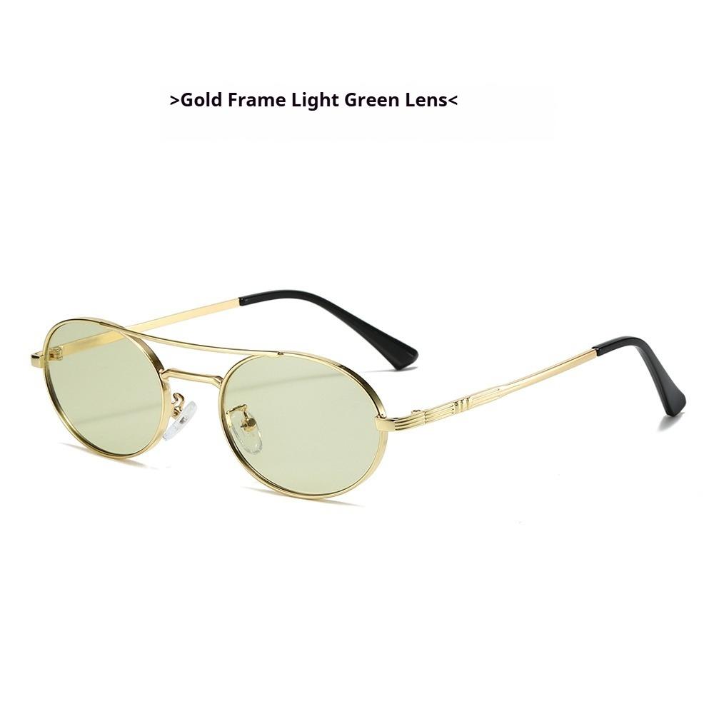 

Vintage Oval Sunglasses, Metal Double Bridge Small Frame Glasses, Luxury Women s Sunglasses Fashion Trend, Men s Punk Sunglasses