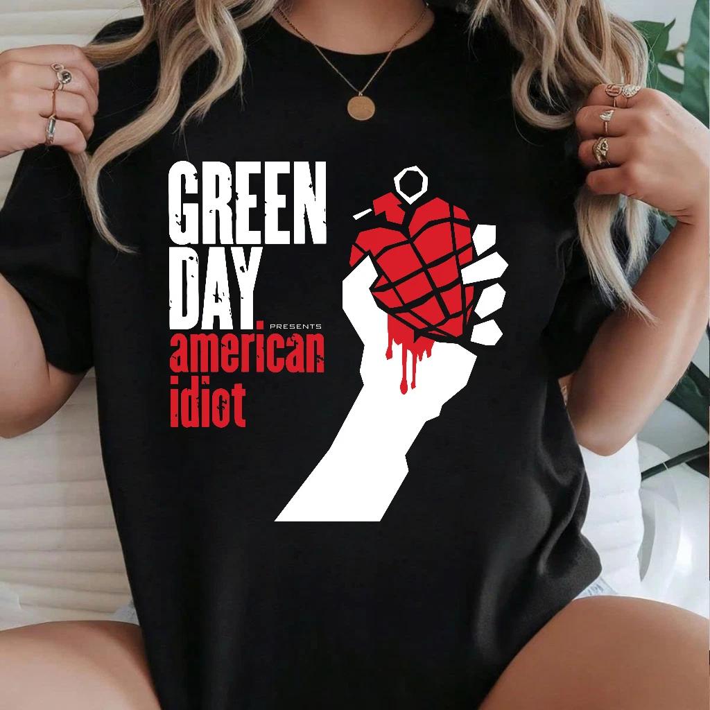 Regular Size Cotton T-Shirt M-4XL Green Day American Idiot Music Tee 2XL