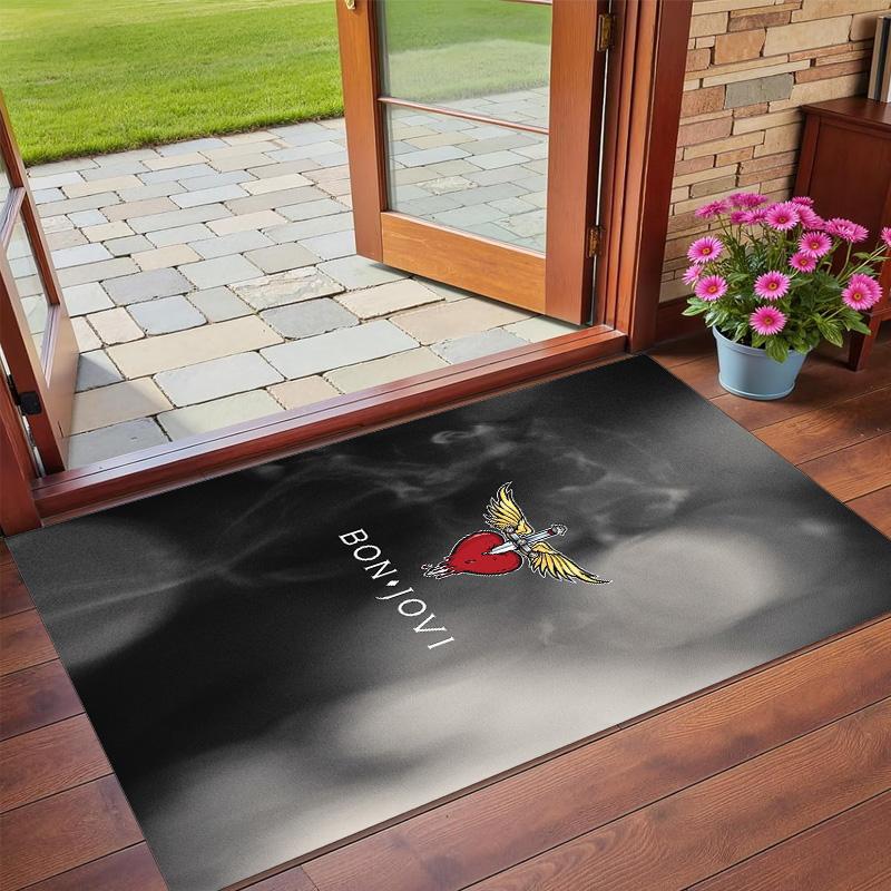 Bon Jovi Print Crystal Velvet Plush Rug Wear?Resistant Anti?Slip Floor Mat For Indoor Household Decoration