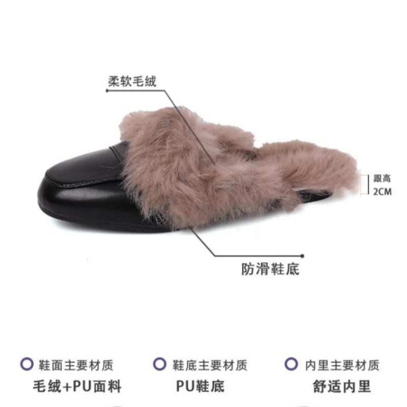 Baotou Slippers Women's 2025 Autumn and Winter New Outer Wear Fashionable Foreign Style Popular Flat Bottom Retro Non-slip Fluff Mop