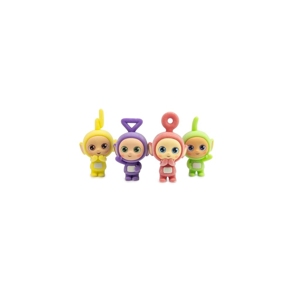 Teletubbies Tinky Winky, Dipsy, Laa-Laa, Po 2.5-Inch Flocked Collectible Figures Set