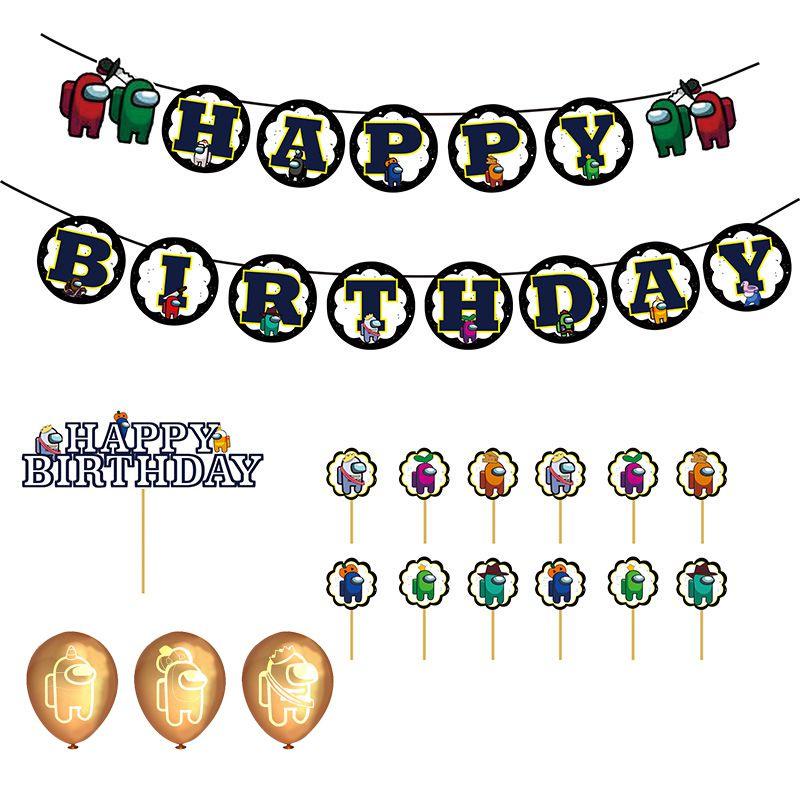 Party Birthday Theme Decor Suit Supplies Set Balloon Caketopper Banner