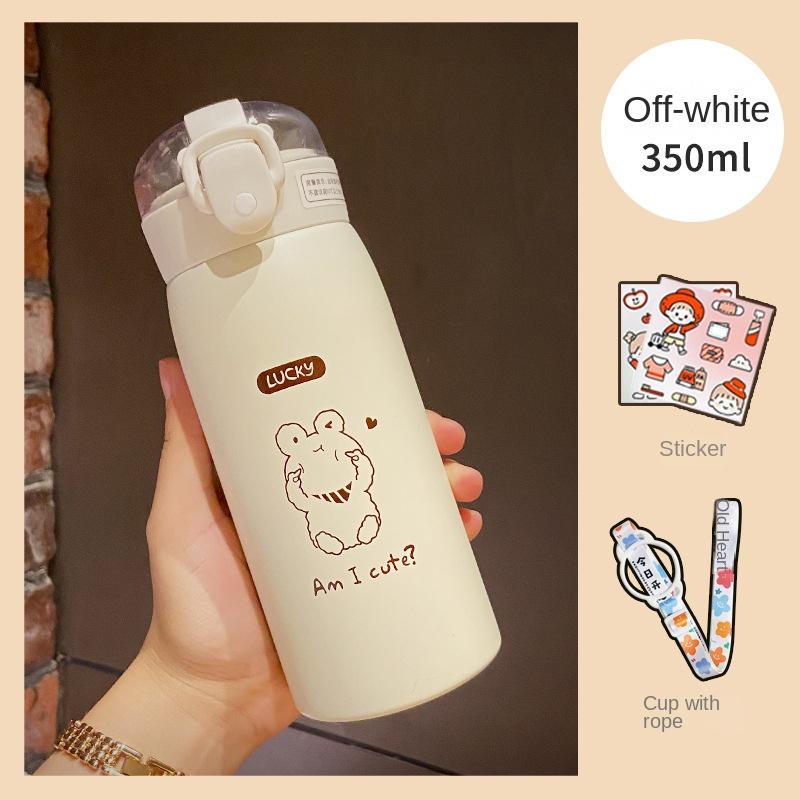 350/500ml 304 Stainless Steel Thermos Portable Children's Straw Cup Children's Student Drop-proof Water Bottle