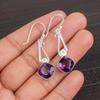 Pierre Améthyste Naturelle Bijoux en Argent Sterling 925 Boucles d'Oreilles Fait Main 1.90" EE-46-7