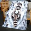 1PC Raccoon holding heart in snow pattern Blanket Flannel Material Soft Warm for All Seasons,For Home Outdoor Camping Picnics RV
