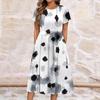 Women's Summer  Casual Floral Print  Round Neck Midi Dress Basic Classic Outdoor Everyday Short Sleeve Loose Dress