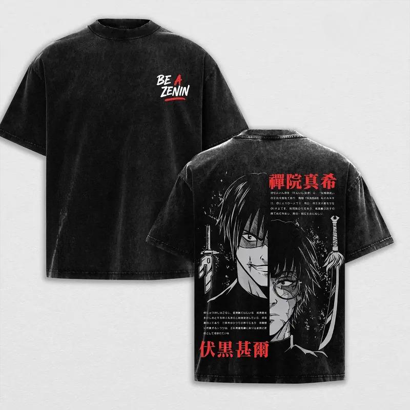 Fushiguro Toji Zenin Maki Stampa T-shirt Anime Jujutsu Kaisen Abbigliamento Uomo Donna T-shirt in Cotone T-shirt Lavata Retro Harajuku Tee