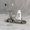 3Pcs Stainless Steel Toothbrush And Toothpaste Holder Tray Home Storage Organizer Bathroom Accessories Lazy Tube Squeezer