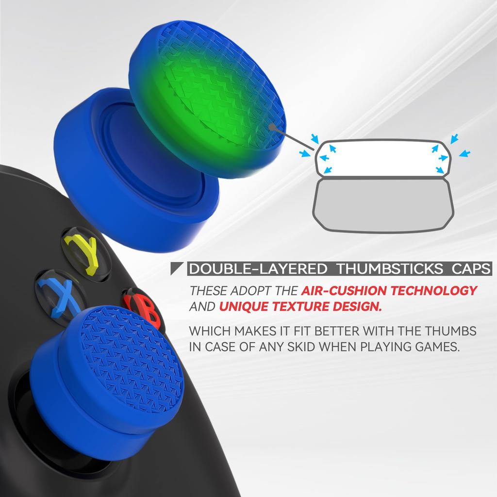 PlayVital Thumb Cushion Cap Cover Thumb Grip for PS5 PS4 Thumbstick Grip Cover for Xbox Core Xbox One Elite Series 2 Wireless Thumb Grip Cap for