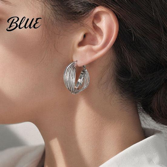 Minimalist Geometric Jewelry 1 Pair Twisted Hoop Earrings for Women