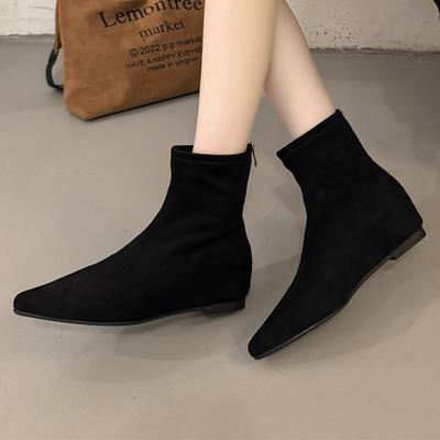 Women's Ankle Boots Flats Pointed Toe Shoes Designer Dress Woman Short Botas 2025 Winter New Sexy Chelsea Boots De Mujer