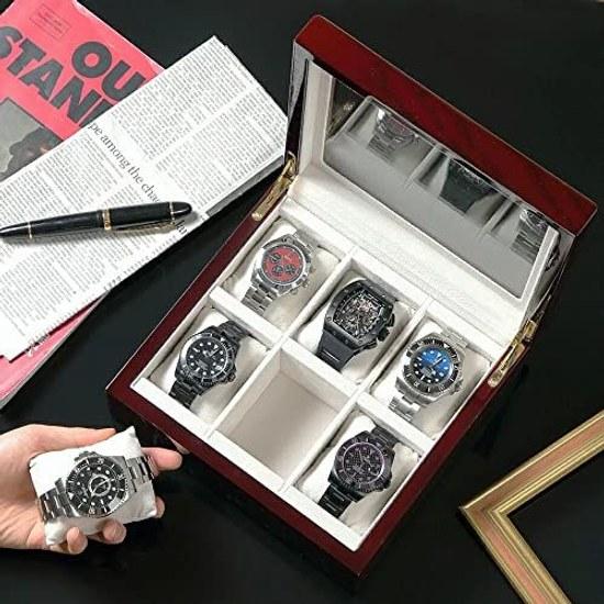IGIMI Watch Box Wristwatch Storage 6 Watches Wooden Window Brown Wood Grain Senari Labor Thanksgiving